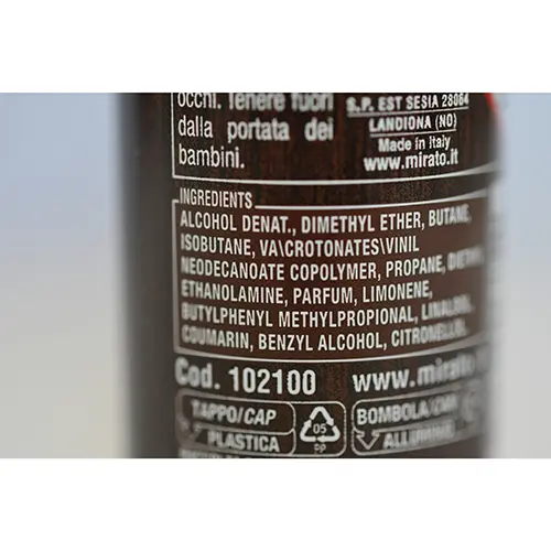 Photo de l’avis officiel: Splend'or LACCA ecofix Spray pour cheveux — risque: Risque chimique (SR/01353/25)