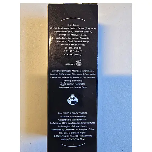 Photo de l’avis officiel: REAL TIME Black Warrior Eau de toilette — risque: Risque chimique
