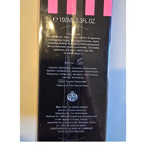 Photo de l’avis officiel: Real Time® Dance dance Parfum — risque: Risque chimique