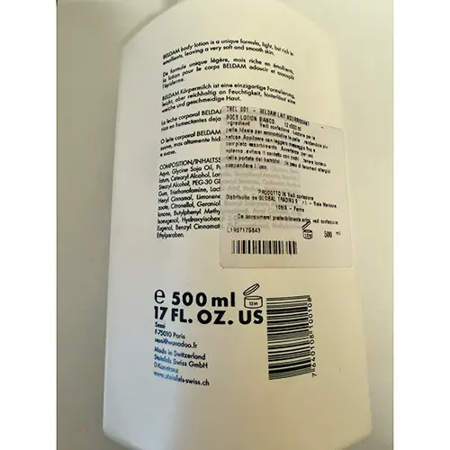 Photo de l’avis officiel: Bel Dam ® Body lotion Lotion pour le corps — risque: Risque chimique