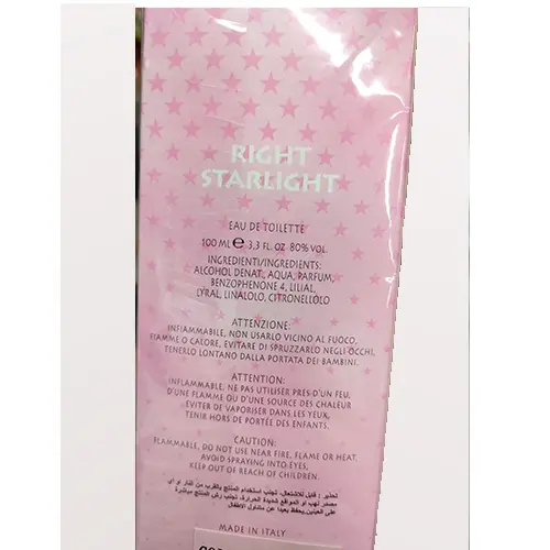 Foto dell’avviso ufficiale: Comin parfum Right Starlight Eau de toilette — rischio: Rischio chimico