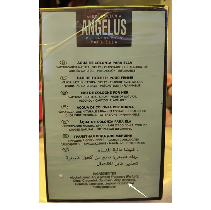 Photo de l’avis officiel: NATURMAIS Angelus Eau de toilette — risque: Risque chimique