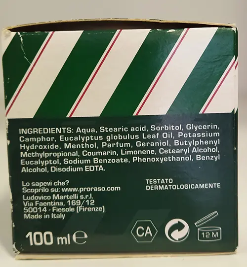 Photo de l’avis officiel: PRORASO-FIRENZE Proraso Crème à raser — risque: Risque chimique