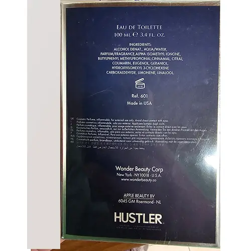 Foto dell’avviso ufficiale: WONDER BEAUTY CORP HUSTLER Eau de toilette — rischio: Rischio chimico