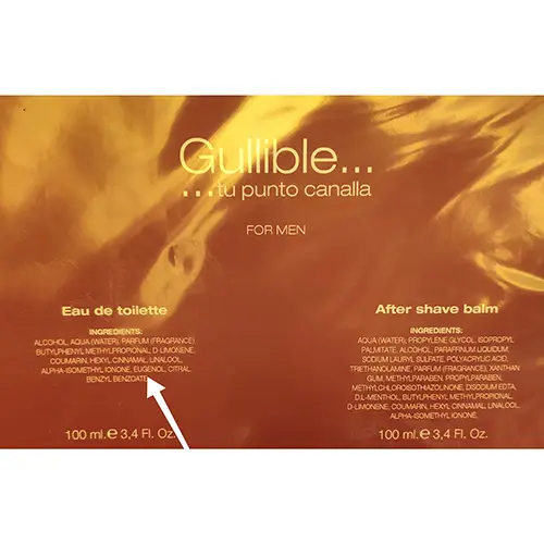 Photo de l’avis officiel: Gullible tu punto canalla Ensemble de cosmétiques — risque: Risque chimique