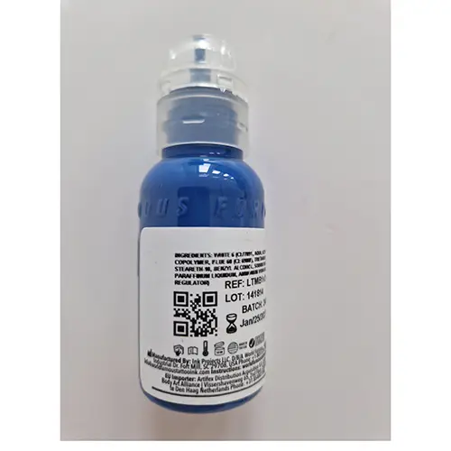 Foto dell’avviso ufficiale: WORLD FAMOUS Medium Blue 1v2 Inchiostro per tatuaggi — rischio: Rischio chimico