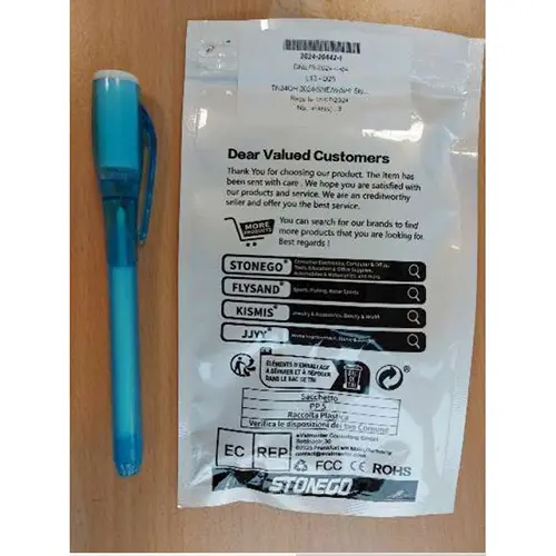 Photo de l’avis officiel: STYLO INVISIBLE LUMIÈRE LUMINEUSE STYLO UV STYLO MAGIQUE APPRENTISSAGE SECRET POUR ENFANTS PARTY — risque: Risque chimique & Étouffement