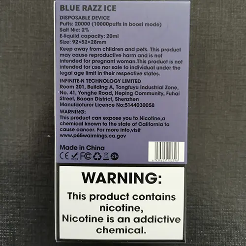 Photo de l’avis officiel: insta® bar WT Cigarette électronique jetable — risque: Risque chimique