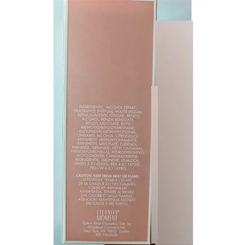 Photo de l’avis officiel: Calvin Klein Eternity Moment Parfum — risque: Risque chimique