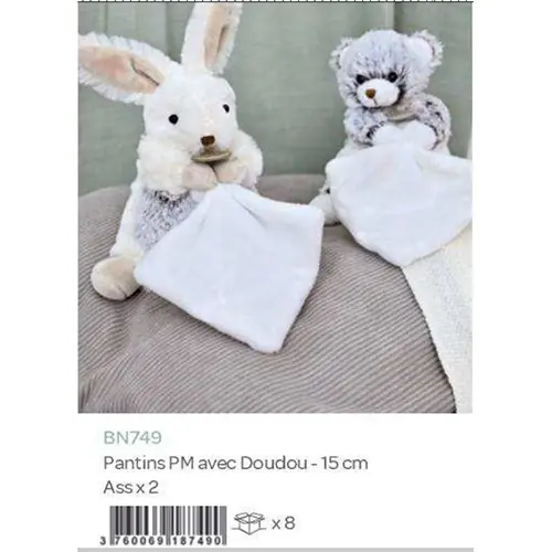 Photo de l’avis officiel: Baby Nat Pantin PM avec Doudou 15cm assortiment x 2 Jouet souple — risque: Étouffement
