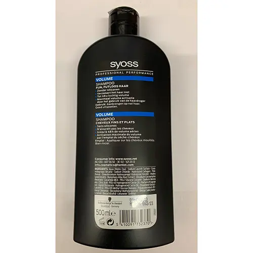 Photo de l’avis officiel: syoss Professional Performance Volume Shampoo — risque: Risque chimique