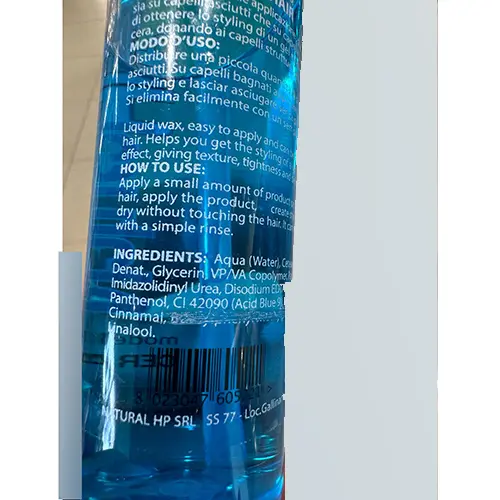 Photo de l’avis officiel: Natural HP Cera liquida Cire à cheveux — risque: Risque chimique