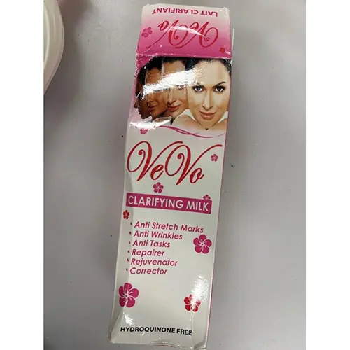 Photo de l’avis officiel: Vevo Clarifying milk Crème éclaircissante pour la peau — risque: Risque chimique