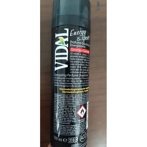 Photo de l’avis officiel: Vidal Energy &amp; sport Déodorant — risque: Risque chimique