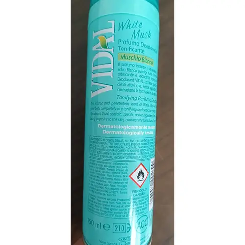 Photo de l’avis officiel: Vidal White Musk Déodorant — risque: Risque chimique