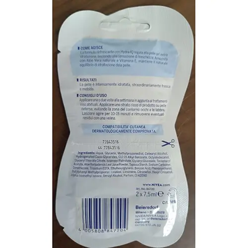 Foto dell’avviso ufficiale: Nivea Maschera idratante rinfrescante Maschera per il viso — rischio: Rischio chimico