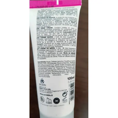 Photo de l’avis officiel: Setablu Rosa mosqueta Crème pour les mains — risque: Risque chimique