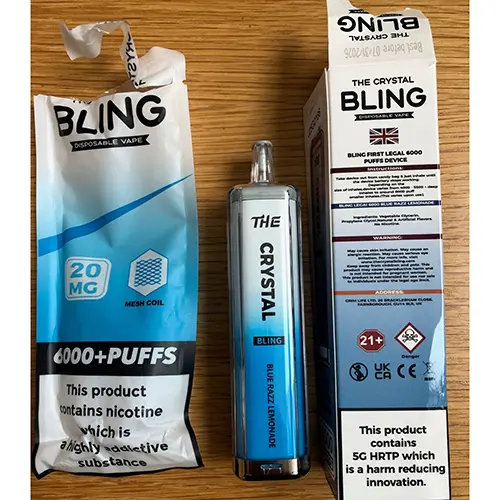 Foto del aviso oficial: 5G HRTP The Crystal Bling 6000+ puffs Cigarrillo electrónico desechable — riesgo: Riesgos químicos