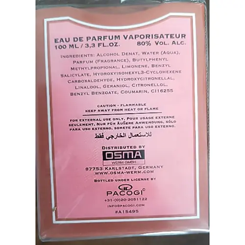 Photo de l’avis officiel: Black Onyx Shahana Classique Parfum — risque: Risque chimique