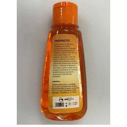 Foto aus der offiziellen Meldung: Teint de Ly's Serum extra eclaircissant Hautaufhellendes Serum — Risiko: Chemikalie
