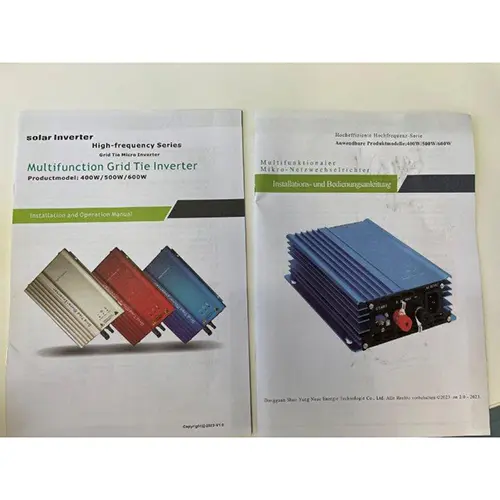 Foto do aviso oficial: Solar gekoppelter Wechselrichter Micro-inversor ligado à rede — risco: Choque elétrico