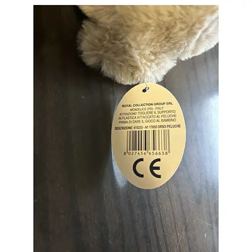 Foto do aviso oficial: I teneroni Orso peluche Brinquedo macio — risco: Engasgamento