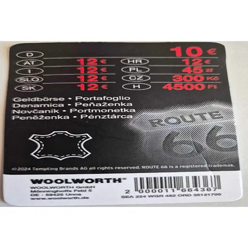 Photo de l’avis officiel: ROUTE 66, Woolworth Geldbörse Portefeuille — risque: Risque chimique