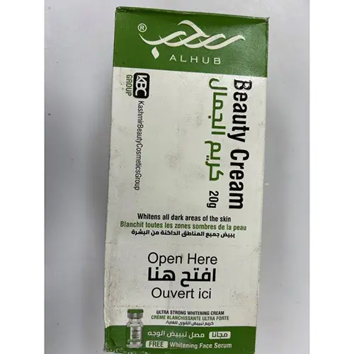 Photo de l’avis officiel: Alhub beauty cream, whitening face serum Sérum éclaircissant pour la peau — risque: Risque chimique
