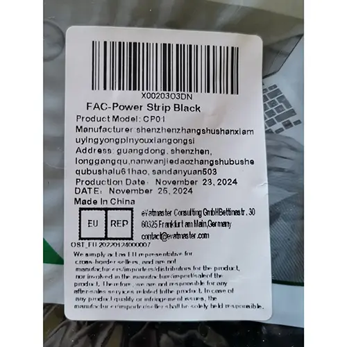 Foto do aviso oficial: Meilepai / facaio FAC-Power Strip Black (SOCKET) Chumbo da extensão — risco: Choque elétrico