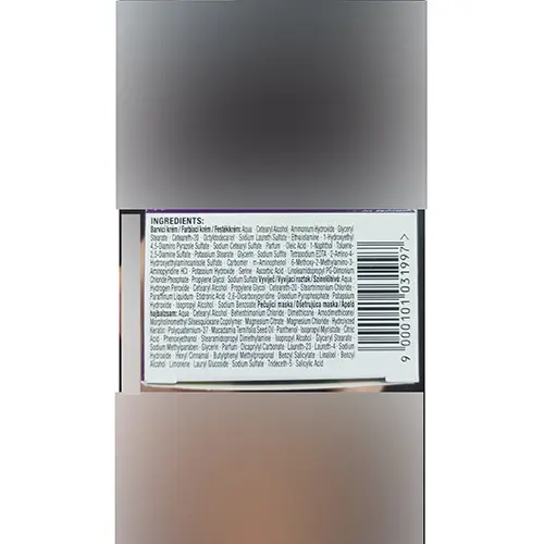 Foto uit de officiële melding: Schwarzkopf Palette INTENSIVE COLORCREME Haarverf — risico: Chemische risico's (SR/01934/25)