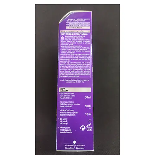 Foto aus der offiziellen Meldung: Schwarzkopf Palette INTENSIVE COLORCREME Haarfärbemittel — Risiko: Chemikalie (SR/01906/25)