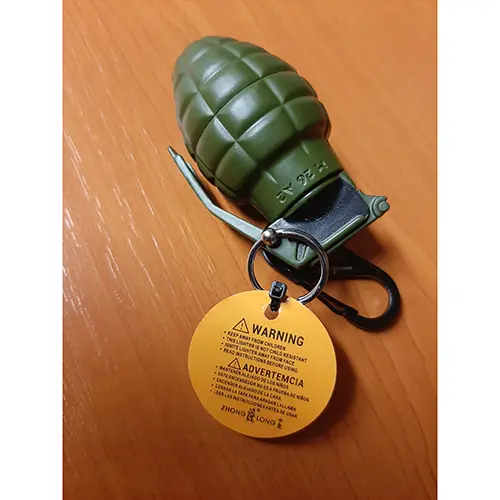Photo from the official notice: ZHONG LONG® Zapalovač neobvyklého tvaru malý granát novelty lighter — burns risk