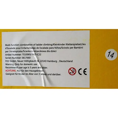 Foto aus der offiziellen Meldung: GOPLUS Kleinkinder Kletterspielset — Risiko: Einklemmen & Strangulierung