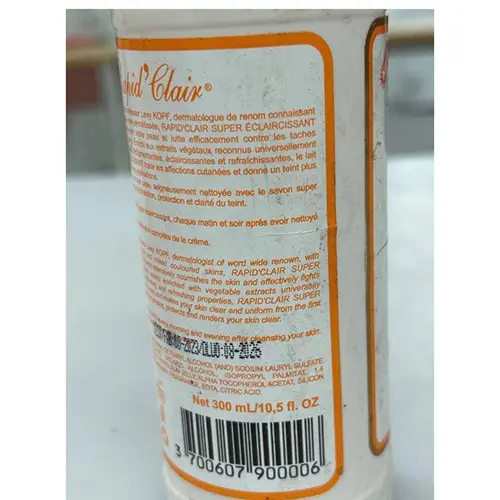 Photo de l’avis officiel: Rapid Clair Super éclaircissant Körpermilch Crème éclaircissante pour la peau — risque: Risque chimique