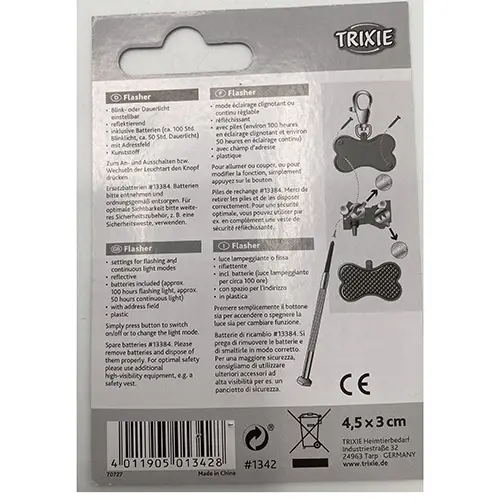 Photo de l’avis officiel: Trixie Flasher Blinkande Reflexben Collier de chien léger — risque: Environnement
