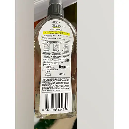 Photo de l’avis officiel: L'OREAL PARIS Invisi Fix Gel capillaire — risque: Risque chimique