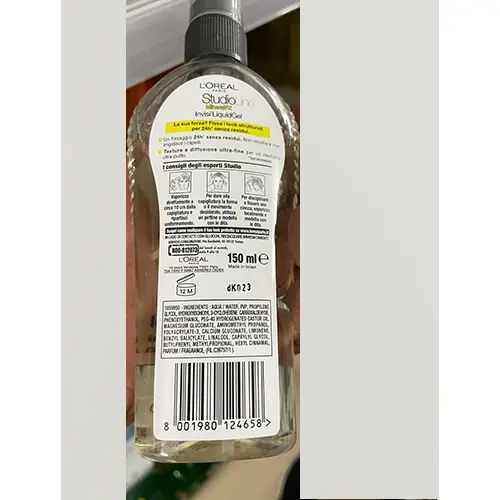 Photo de l’avis officiel: L'OREAL PARIS Sudio Mineral Fix Gel capillaire — risque: Risque chimique