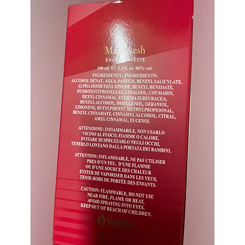 Photo de l’avis officiel: Shandara Marrakesh Eau de toilette — risque: Risque chimique