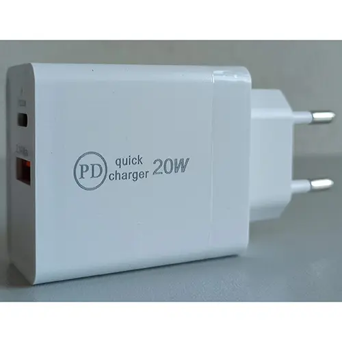 Photo from the official notice: ORIGINAL SMART CHARGER (on the box), PD quick charger 20W (on the product) usb charger — electric shock risk