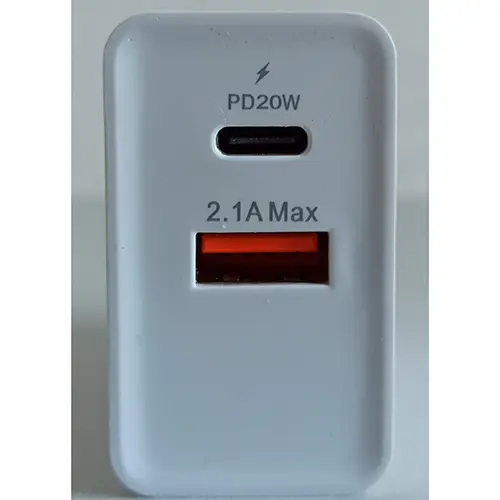 Photo from the official notice: ORIGINAL SMART CHARGER (on the box), PD quick charger 20W (on the product) usb charger — electric shock risk