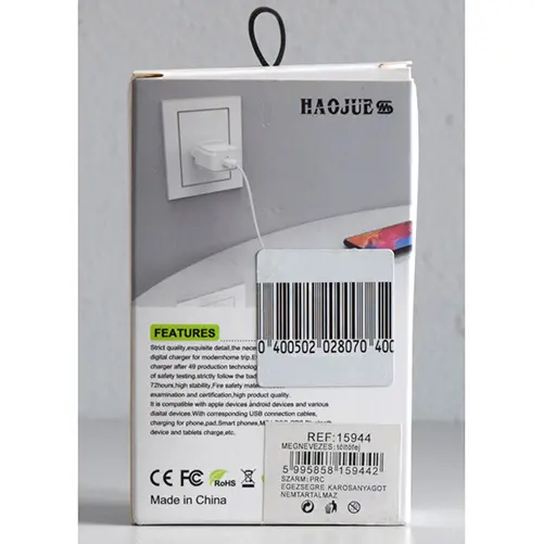 Photo de l’avis officiel: HAOJUE Chargeur USB — risque: Choc électrique