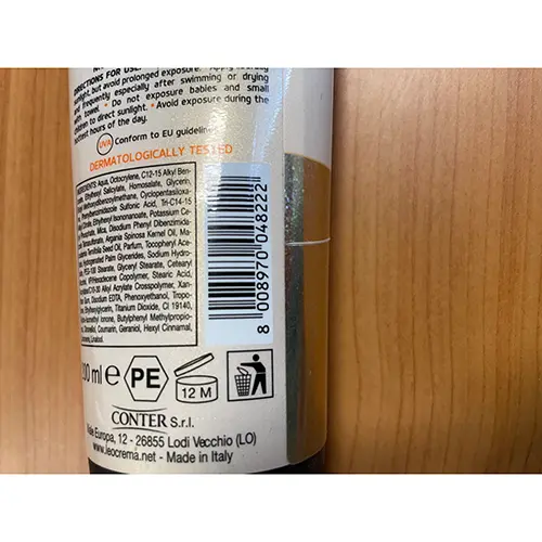 Foto dell’avviso ufficiale: Leocrema Latte protettivo idratante Protezione solare — rischio: Rischio chimico