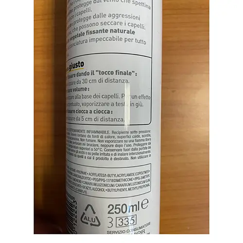 Photo de l’avis officiel: Garnier Grafic tenuta forte Spray capillaire — risque: Risque chimique