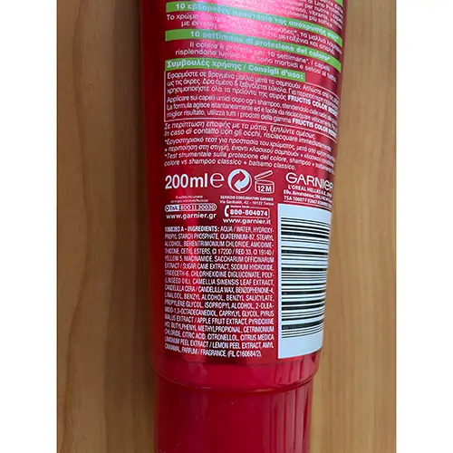 Photo de l’avis officiel: Garnier Fructis color resist Crème pour les cheveux — risque: Risque chimique
