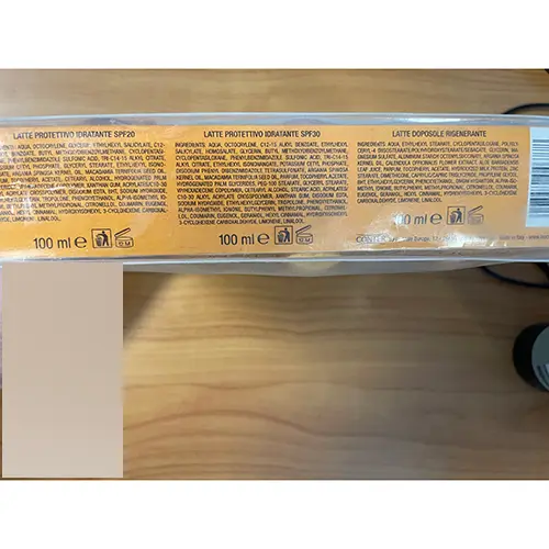 Photo from the official notice: Leocrema Metti il sole nel tuo programma di bellezza sun lotion set — chemical risk