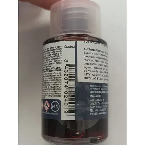 Foto uit de officiële melding: AMMO OF MIG JIMENEZ A-Stand Vernis — risico: Chemische risico's