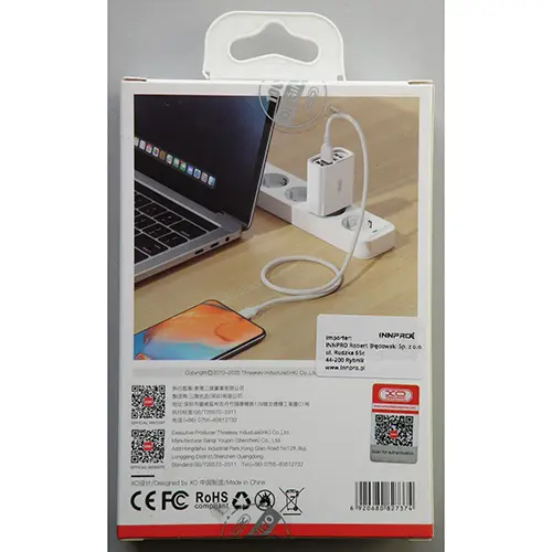 Foto aus der offiziellen Meldung: XO 18W MULTI-PORT QUICK CHARGER With Type-C USB Charging Cable (on the box) USB-Ladegerät — Risiko: Elektrischer Schlag