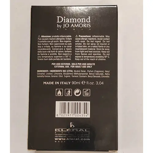 Photo de l’avis officiel: Kleral Diamond by Jo Amoris Parfum — risque: Risque chimique
