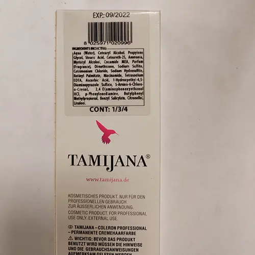 Photo de l’avis officiel: Tamijana Coleron Teinture capillaire — risque: Risque chimique