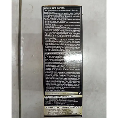 Photo de l’avis officiel: Schwarzkopf INTENSIV-PIGMENT-FARBE Teinture capillaire — risque: Risque chimique
